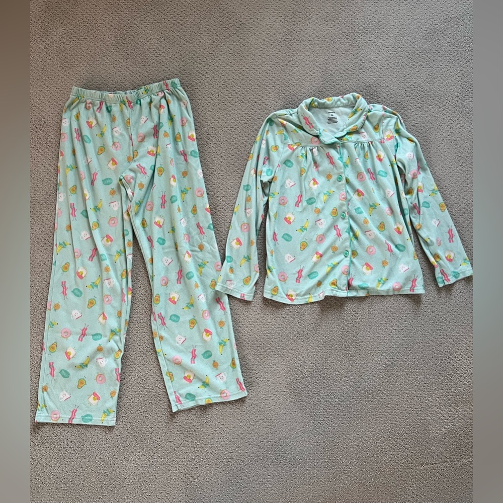Soft teal colored Carter’s pajamas.